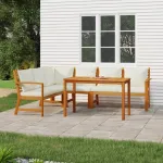 Set mobilier de grădină cu perne, 5 piese, lemn masiv de acacia GartenMobel Dekor