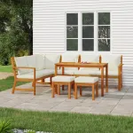 Set mobilier de grădină cu perne, 7 piese, lemn masiv de acacia GartenMobel Dekor