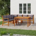 Set mobilier de grădină cu perne, 7 piese, lemn masiv de acacia GartenMobel Dekor