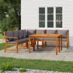 Set mobilier de grădină cu perne, 7 piese, lemn masiv de acacia GartenMobel Dekor