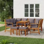 Set mobilier de grădină cu perne, 9 piese, lemn masiv de acacia GartenMobel Dekor