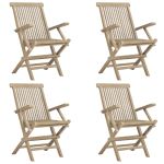 Scaune de grădină pliante 4 buc. gri 56x61x89 cm lemn masiv tec GartenMobel Dekor