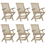 Scaune de grădină pliante 6 buc. gri 56x61x89 cm lemn masiv tec GartenMobel Dekor