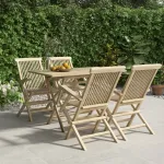 Set mobilier de grădină, 5 piese, gri, lemn masiv de tec GartenMobel Dekor