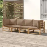 Set mobilier de grădină cu perne gri taupe, 4 piese, bambus GartenMobel Dekor