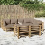 Set mobilier de grădină cu perne gri taupe, 10 piese, bambus GartenMobel Dekor