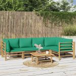 Set mobilier de grădină cu perne verzi, 6 piese, bambus GartenMobel Dekor