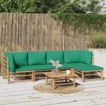 Set mobilier de grădină cu perne verzi, 6 piese, bambus GartenMobel Dekor