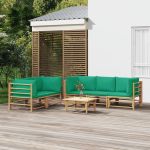 Set mobilier de grădină cu perne verzi, 6 piese, bambus GartenMobel Dekor