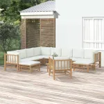 Set mobilier de grădină cu perne alb crem, 12 piese, bambus GartenMobel Dekor