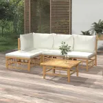 Set mobilier de grădină cu perne alb crem, 2 piese, bambus GartenMobel Dekor