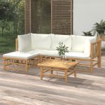 Set mobilier de grădină cu perne alb crem, 2 piese, bambus GartenMobel Dekor