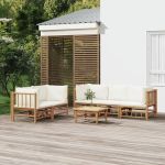 Set mobilier de grădină cu perne alb crem, 6 piese, bambus GartenMobel Dekor