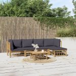 Set mobilier de grădină cu perne gri închis, 6 piese, bambus GartenMobel Dekor