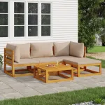 Set mobilier de grădină cu perne gri taupe, 5 piese, lemn masiv GartenMobel Dekor