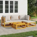 Set mobilier grădină, perne gri deschis, 5 piese, lemn masiv GartenMobel Dekor