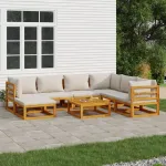 Set mobilier grădină cu perne gri deschis, 8 piese, lemn masiv GartenMobel Dekor