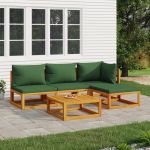 Set mobilier de grădină cu perne verzi, 5 piese, lemn masiv GartenMobel Dekor