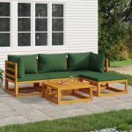 Set mobilier de grădină cu perne verzi, 5 piese, lemn masiv GartenMobel Dekor