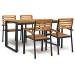 Set mobilier de grădină, 5 piese, lemn masiv de acacia și metal GartenMobel Dekor