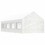Foișor cu acoperiș, alb, 8,92x4,08x3,22 m, polietilenă GartenMobel Dekor