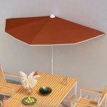 Umbrelă de grădină cu stâlp, cărămiziu, 180x90 cm, semirotundă GartenMobel Dekor