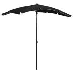 Umbrelă de grădină cu stâlp, negru, 200x130 cm GartenMobel Dekor