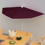 Umbrelă de grădină cu stâlp, roșu bordo, 180x90 cm, semirotundă GartenMobel Dekor