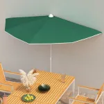 Umbrelă de grădină cu stâlp, verde, 180x90 cm, semirotundă GartenMobel Dekor