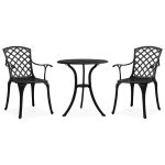 Set mobilier bistro, 3 piese, negru, aluminiu turnat GartenMobel Dekor
