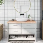 Blat de baie, 120x60x(2-6) cm, lemn masiv netratat GartenMobel Dekor