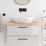 Blat de baie, 80x50x(2-4) cm, lemn masiv netratat GartenMobel Dekor