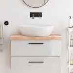 Blat de baie, 80x60x(2-6) cm, lemn masiv netratat GartenMobel Dekor