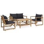 Set mobilier de grădină cu perne, 4 piese, bambus GartenMobel Dekor