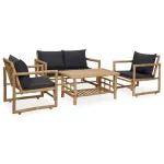 Set mobilier de grădină cu perne, 4 piese, bambus GartenMobel Dekor