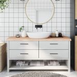 Blat de baie, 160x60x(2-6) cm, lemn masiv netratat GartenMobel Dekor