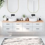 Blat de baie, 220x50x(2-6) cm, lemn masiv netratat GartenMobel Dekor