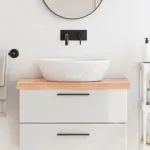 Blat de baie, maro deschis, 80x30x(2-6) cm, lemn masiv tratat GartenMobel Dekor