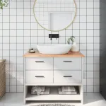 Blat de baie, maro deschis, 100x40x2 cm, lemn masiv tratat GartenMobel Dekor