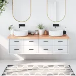 Blat de baie, maro deschis, 180x50x(2-6) cm, lemn masiv tratat GartenMobel Dekor