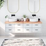 Blat de baie, maro deschis, 180x60x(2-6) cm, lemn masiv tratat GartenMobel Dekor