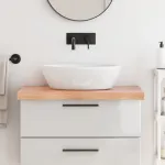 Blat de baie, maro deschis, 80x50x(2-6) cm, lemn masiv tratat GartenMobel Dekor