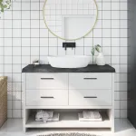 Blat de baie, gri închis, 120x50x(2-6) cm, lemn masiv tratat GartenMobel Dekor