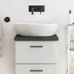 Blat de baie, gri închis, 40x30x(2-4) cm, lemn masiv tratat GartenMobel Dekor