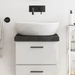 Blat de baie, gri închis, 40x30x(2-6) cm, lemn masiv tratat GartenMobel Dekor