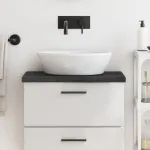 Blat de baie, gri închis, 60x30x(2-4) cm, lemn masiv tratat GartenMobel Dekor