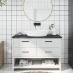 Blat de baie, gri închis, 120x60x(2-4) cm, lemn masiv tratat GartenMobel Dekor