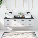 Blat de baie, gri închis, 180x50x(2-6) cm, lemn masiv tratat GartenMobel Dekor