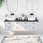 Blat de baie, gri închis, 180x60x(2-6) cm, lemn masiv tratat GartenMobel Dekor