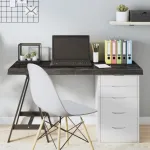 Blat de masă gri 120x50x(2-6) cm, lemn masiv stejar tratat GartenMobel Dekor